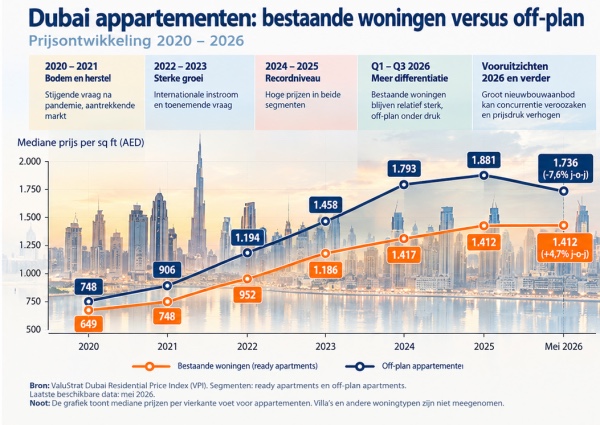 Dubai appartementen ready versus off-plan 2020-2026