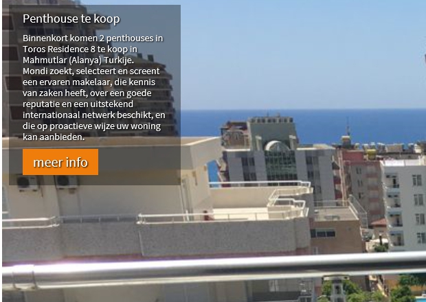 Binnenkort komen 2 penthouses in Toros Residence 8 te koop in Mahmutlar (Alanya) Turkije.